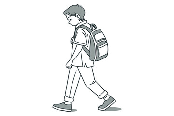Young Schoolboy with Backpack Art