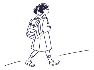 Young Girl with School Backpack Art