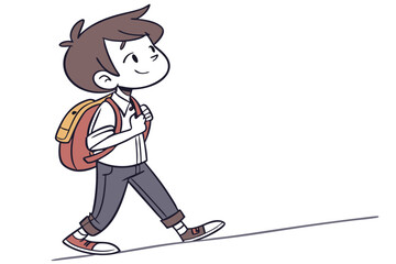 School Boy with Backpack Illustration