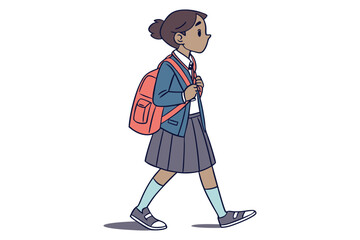 School Girl Carrying Bag Design