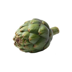 Obraz premium Fresh, green artichoke with natural texture and details, isolated on a white background, ready for culinary use, healthy eating or food photography.