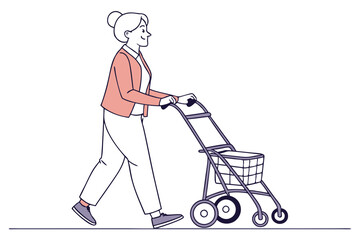 Elderly Woman with Walking Aid Design
