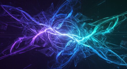 Ethereal light threads dancing in abstract energy