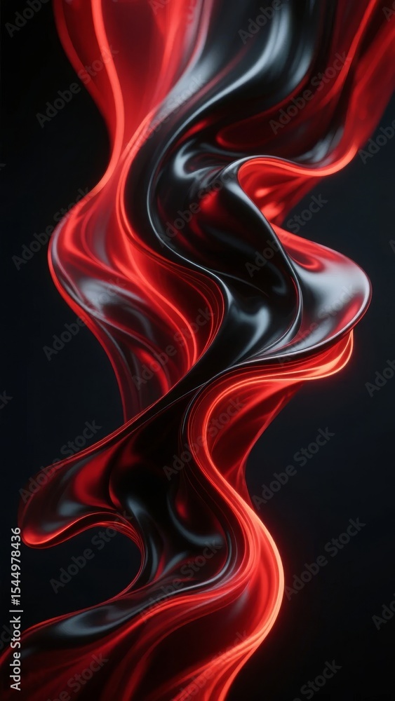 Poster dynamic red and black abstract flow