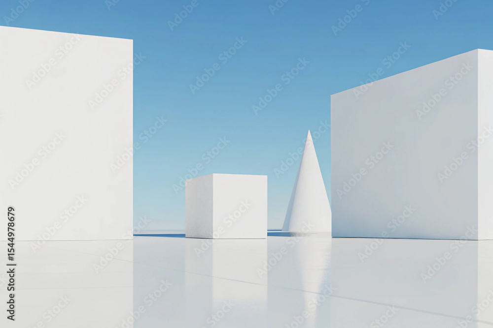 Poster 3d minimal architecture background – abstract geometric building design, modern 3d render illustrati