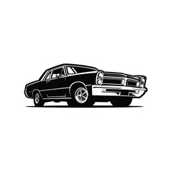 Obraz na płótnie Canvas Classic american muscle car vector icon monochrome isolated