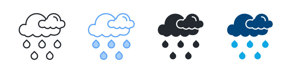 Rain Water Icon Set Multiple Style. Design In Outline, Blue, Glyph, Dual Tone
