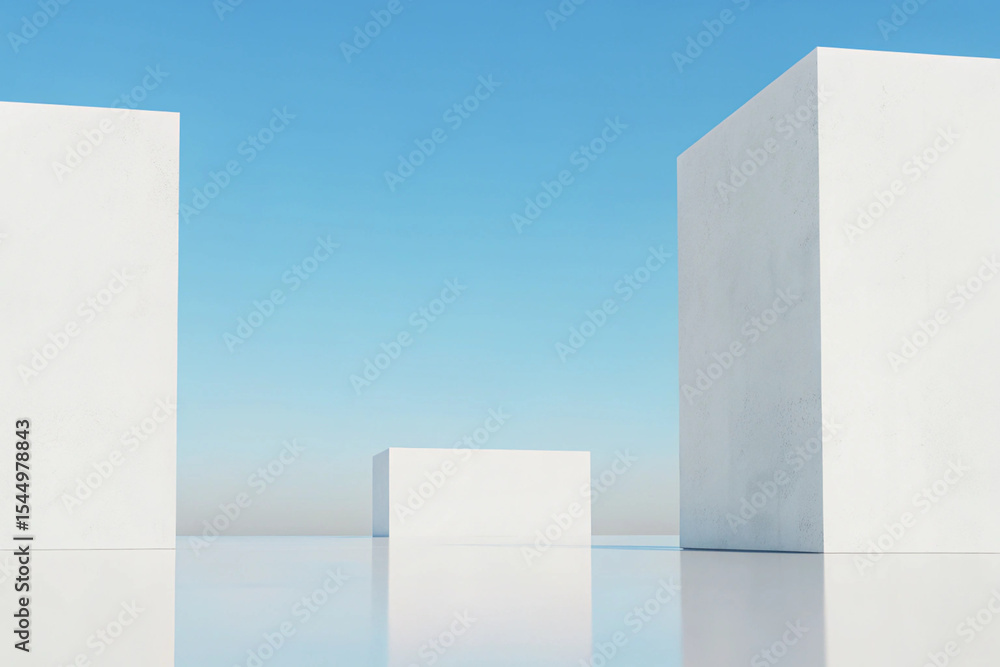 Poster 3d minimal architecture background – abstract geometric building design, modern 3d render illustrati