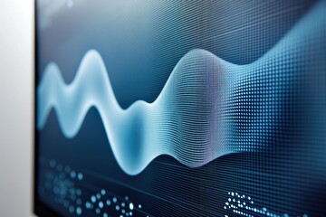 Abstract wave pattern displayed on a digital screen, representing data visualization or technological concepts.