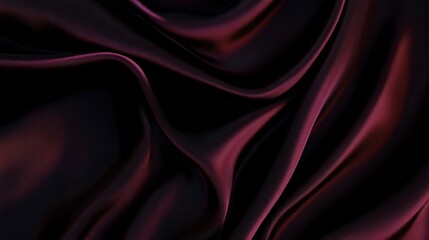 Obraz premium Close-up of smooth, flowing dark fabric with deep red and purple hues, showcasing texture and elegant folds.