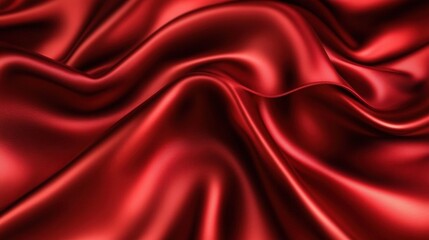 Obraz premium Smooth, shiny red silk fabric with delicate folds and a luxurious texture reflecting light beautifully.