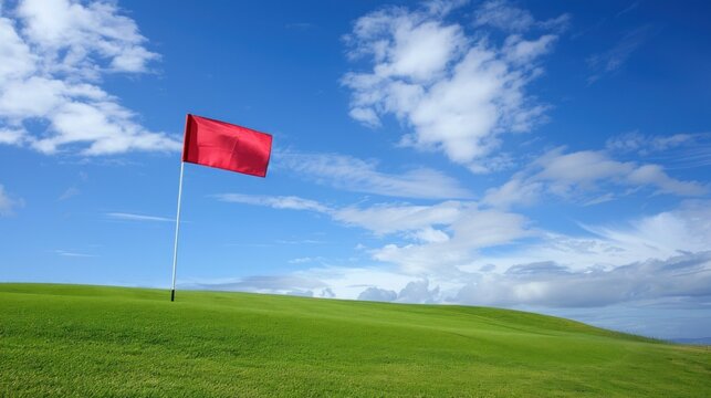 Golf flag fluttering on a windy day stock photo --ar 16:9 --raw --v 6 Job ID: 85e93fa6-7f69-405e-aadf-49fbc0dc22c7