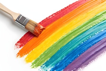 Obraz premium Painting Rainbow Gay Pride heart on a white paper.