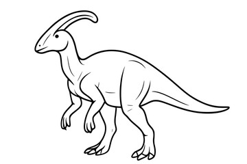 Obraz premium Parasaurolophus Dinosaur Line Art – Prehistoric Herbivore Vector Illustration