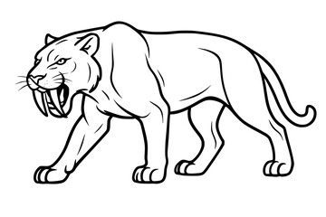 Obraz premium Saber-Toothed Tiger Vector Drawing