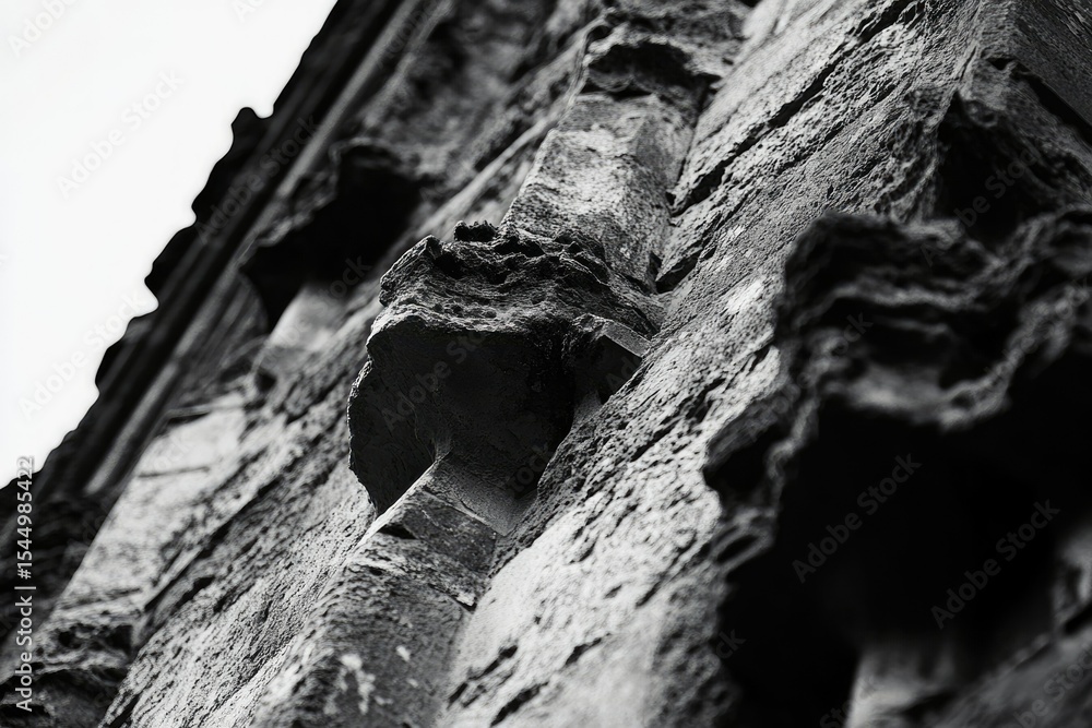 Poster close-up of weathered stonework reveals ancient architecture's texture and age.