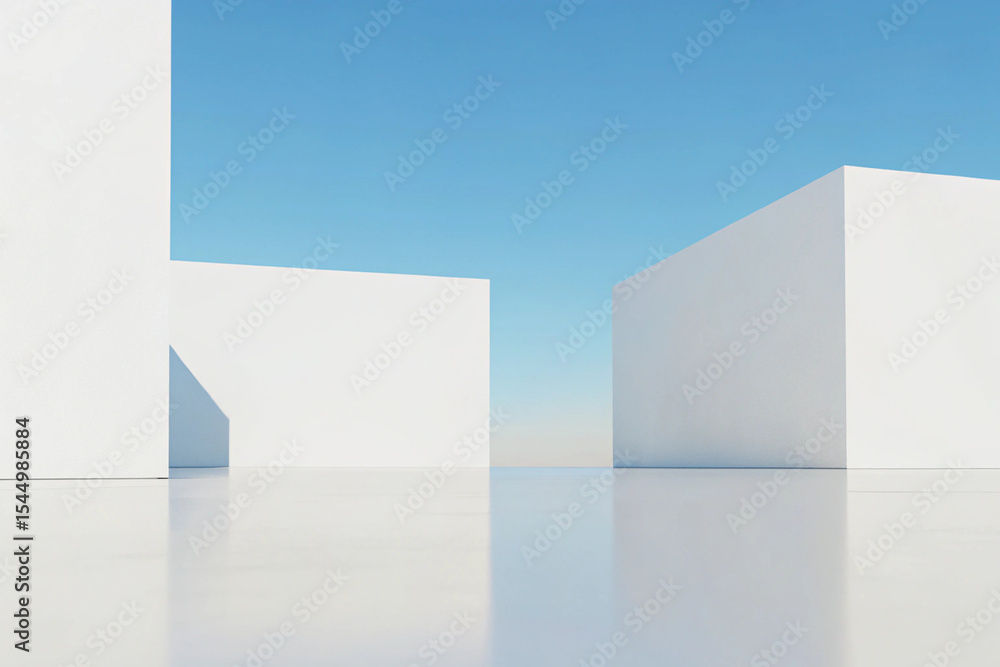 Poster 3d minimal architecture background – abstract geometric building design, modern 3d render illustrati