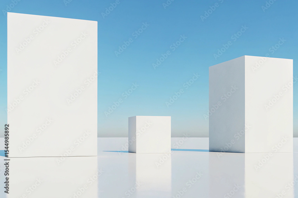 Poster 3d minimal architecture background – abstract geometric building design, modern 3d render illustrati