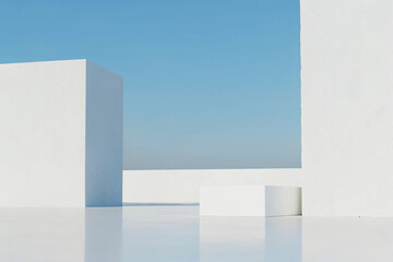 3D Minimal Architecture Background &ndash; Abstract Geometric Building Design, Modern 3D Render Illustration