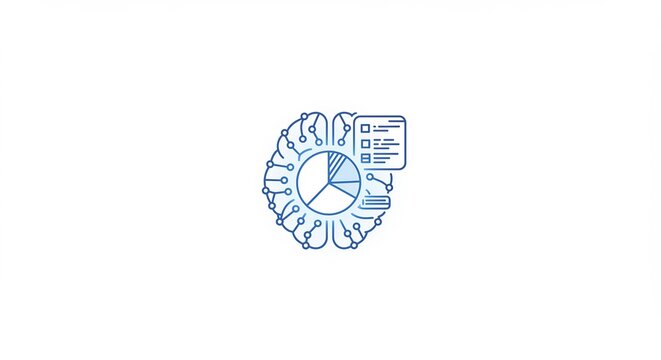 Abstract Brain with Pie Chart and Motion Lines