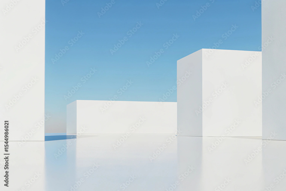 Poster 3d minimal architecture background – abstract geometric building design, modern 3d render illustrati
