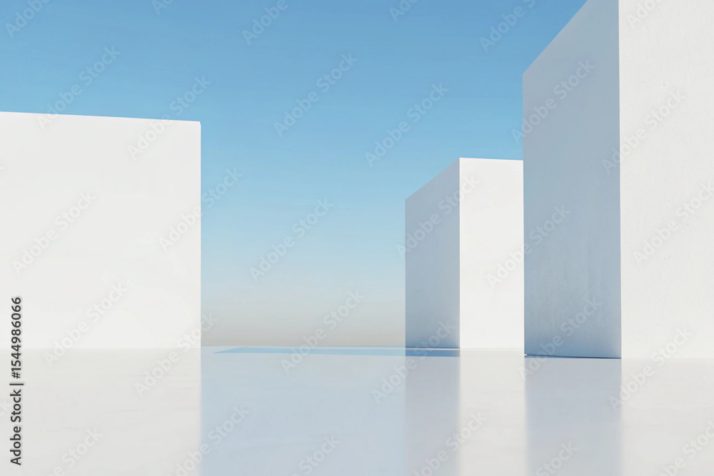 Poster 3d minimal architecture background – abstract geometric building design, modern 3d render illustrati