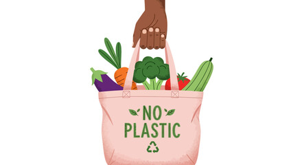 Sustainable Shopping Reusable Tote Bag with Fresh Produce
