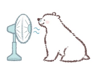 扇風機で涼むシロクマ