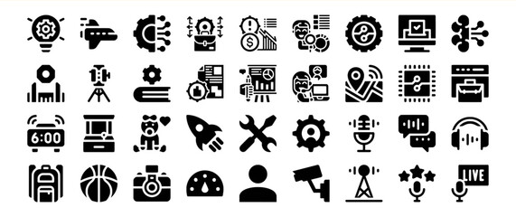 Black Glyph Icon Set Business Technology Communication