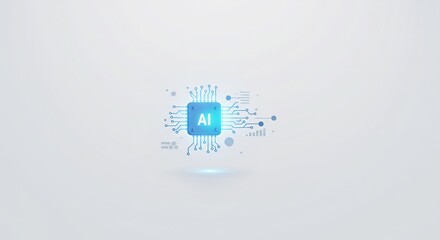 AI Microchip Circuit Board Glowing Light Abstract Technology Background