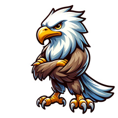 Majestic Eagle Illustration: A proud eagle illustration, depicted with keen eyes and crossed wings. This artistic rendering showcases the power and freedom associated with this symbol of strength.