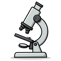 A compound microscope on a stand. This icon represents science, research, biology, and discovery. Suitable for laboratories, medical fields, and educational materials.