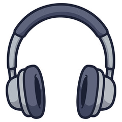 Gray over-ear headphones icon with a thick, comfortable band. Represents music, audio, podcasts, and sound. Ideal for media players, support centers, or entertainment apps.