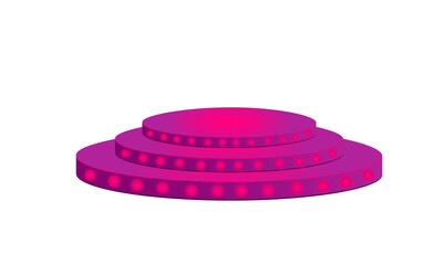 Purple podium with lights, elegant stage.