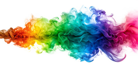 Vivid Rainbow Colored Smoke Swirling in Abstract Formation with Intense Hues and Textured Vapor Cloud Effect isolated on a transparent background