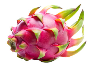 Vivid Pink Dragon Fruit Closeup Studio Shot A I Generated Image Red Green Hues Isolated on a transparent background