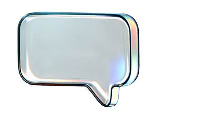 Transparent background glossy speech bubble, perfect for dialogues, messages, communication, and interactive user interface designs.
