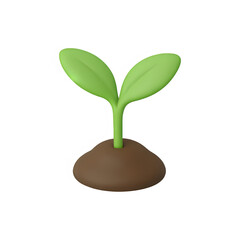 3d plant sprout icon isolated on transparent background. Growth and nature concept
