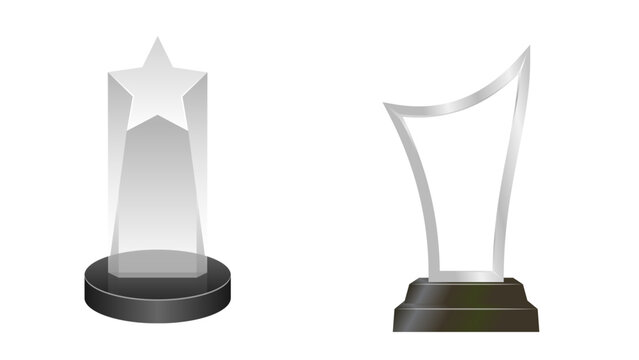 Transparent Background Star and Abstract Glass Trophies
