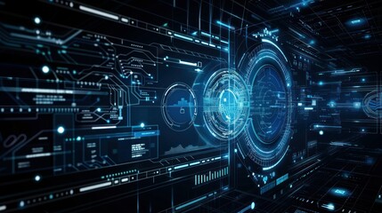 Futuristic tech interface as a background stock photo --ar 16:9 --raw --v 6 Job ID: 0193f9eb-8a95-4bff-96d9-eb76caf7f531