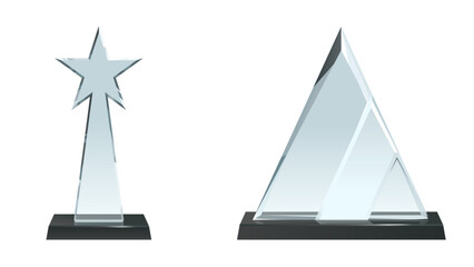 Two Elegant Glass Trophies: a Wavy Plaque and a Wavy Sphere Top Award, for Achievements and Recognition

