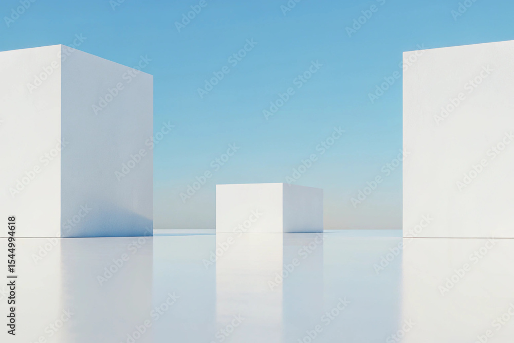 Poster 3d minimal architecture background – abstract geometric building design, modern 3d render illustrati