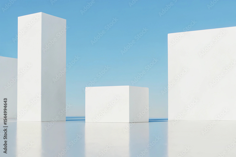 Poster 3d minimal architecture background – abstract geometric building design, modern 3d render illustrati
