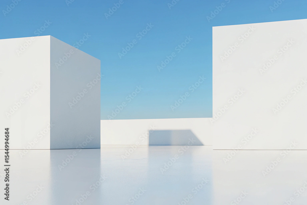 Poster 3d minimal architecture background – abstract geometric building design, modern 3d render illustrati