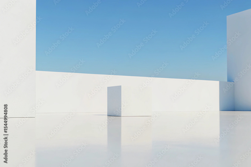 Poster 3d minimal architecture background – abstract geometric building design, modern 3d render illustrati