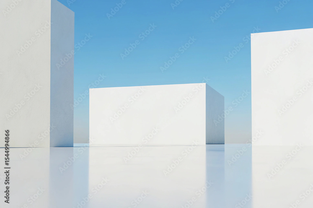 Poster 3d minimal architecture background – abstract geometric building design, modern 3d render illustrati