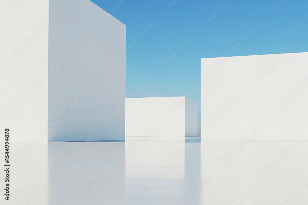 Poster 3d minimal architecture background – abstract geometric building design, modern 3d render illustrati