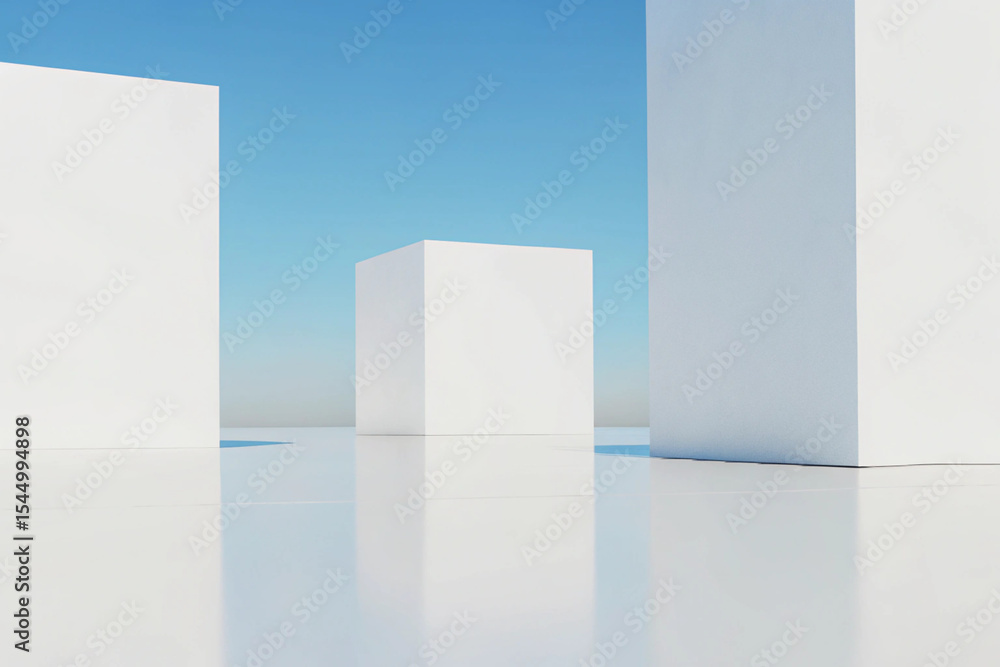 Poster 3d minimal architecture background – abstract geometric building design, modern 3d render illustrati