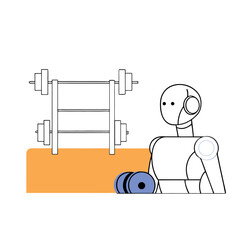 AI coach in fitness. Robot personal trainer