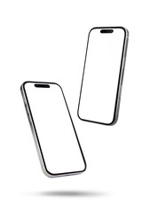 Smart phone mockup with different angle isolated on white background